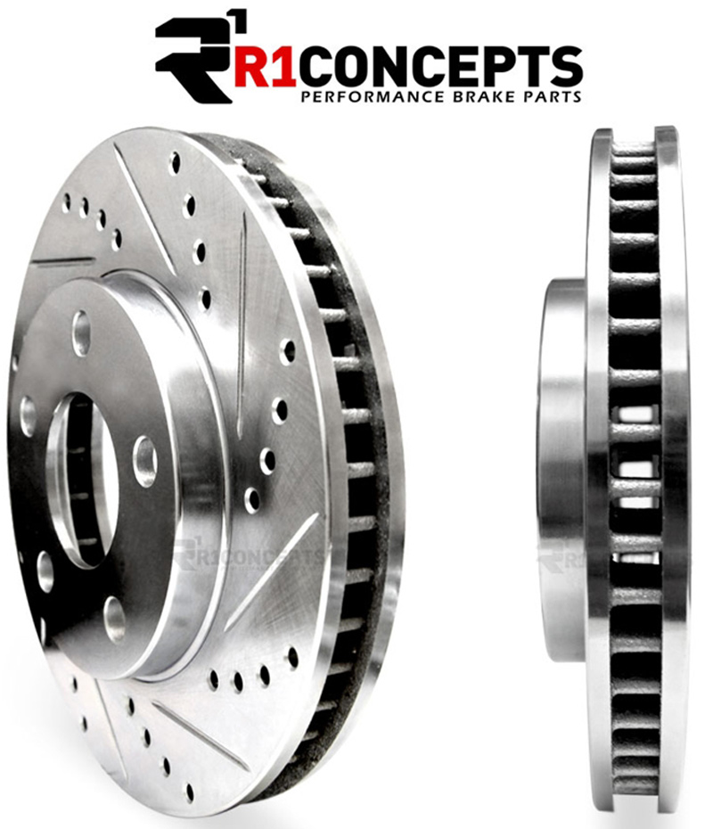 R1 Concepts E-Line Drilled/Slotted Front Brake Rotors For 2002-08